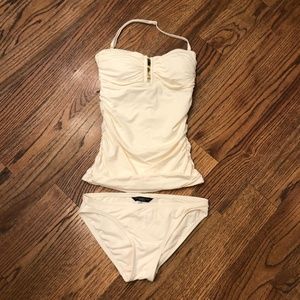 Carmen Marc Valvo Tankini Set Bandeau Ivory XS